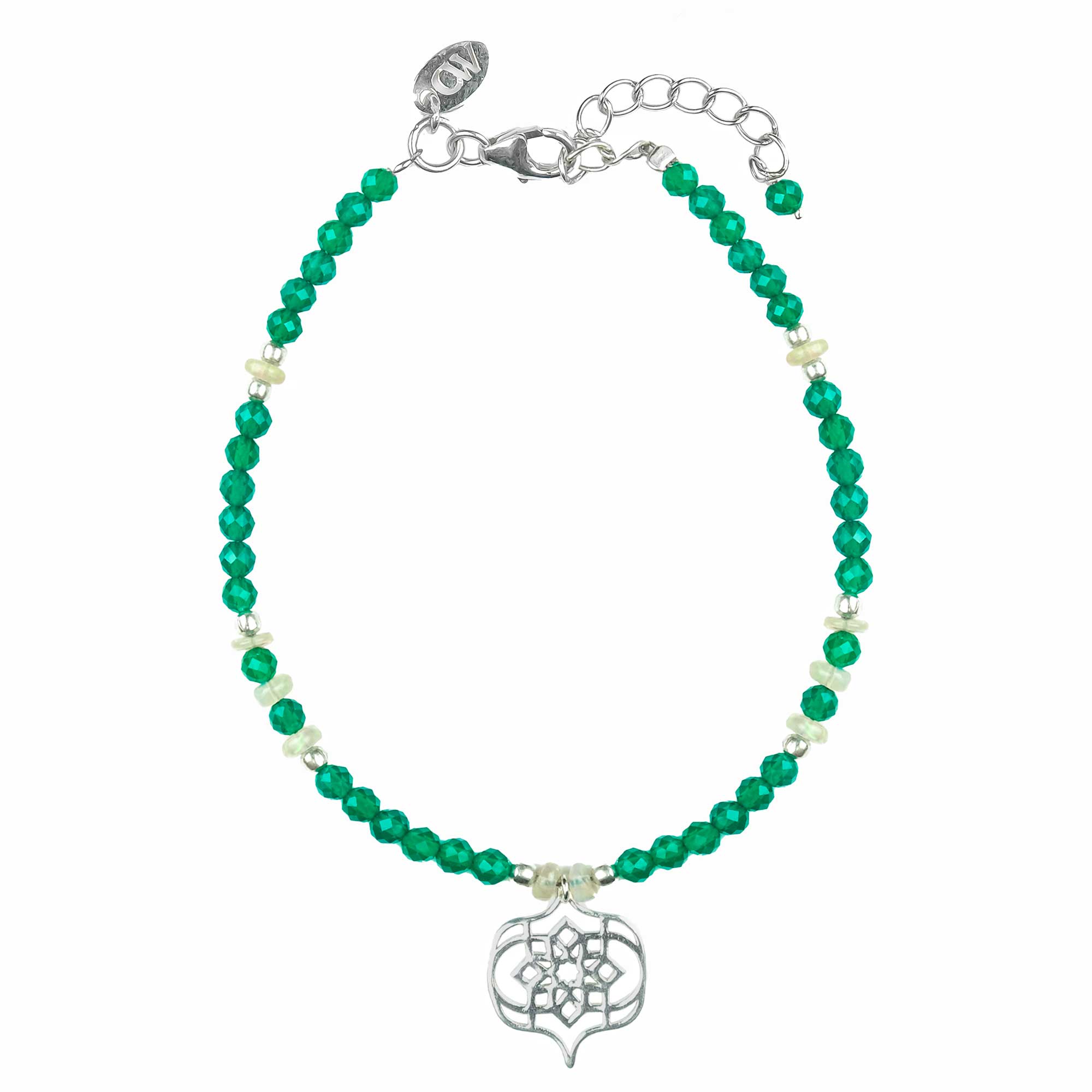 Green Onyx and Opal Gemstone Bracelet