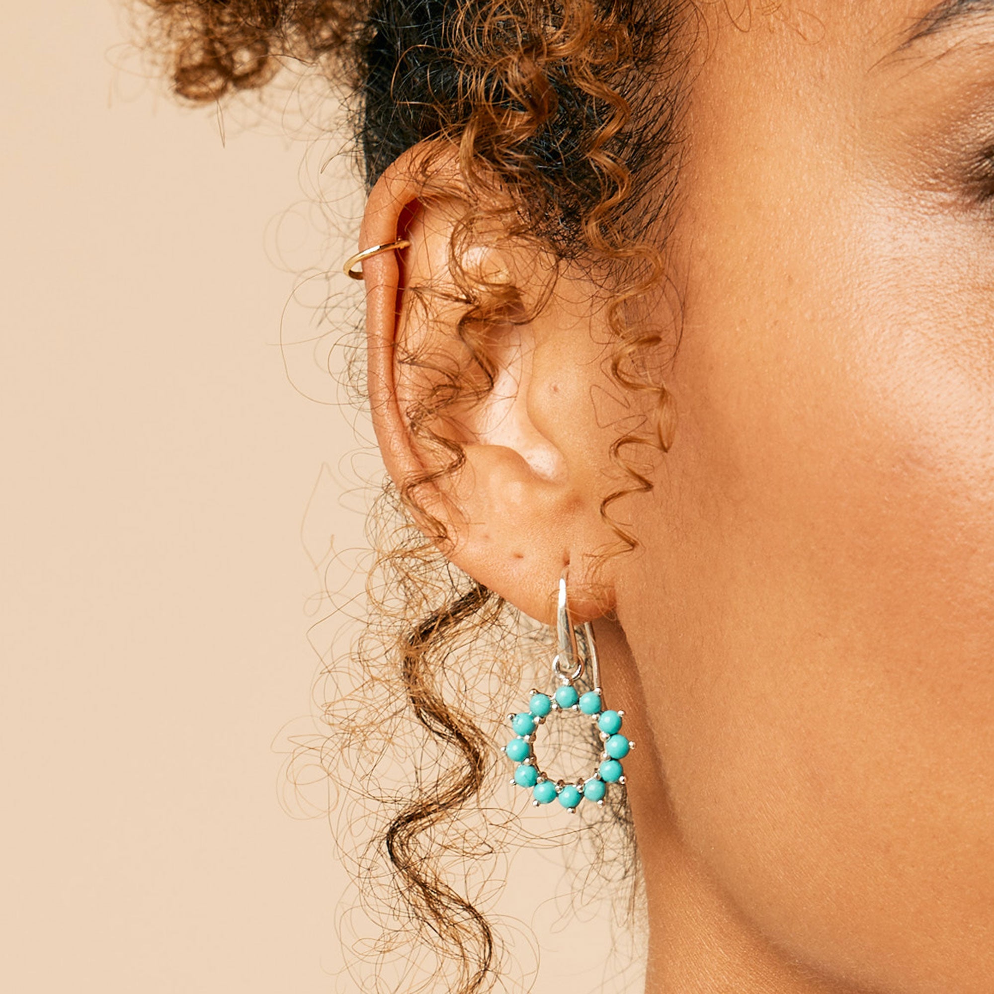 Halo Radiance Turquoise Earrings, Turquoise Earrings, Silver Turquoise Drop Earrings, Turquoise Stone Earrings, December Birthstone Earrings