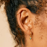 Gold Star Huggie Hoops, Turquoise North Star Huggie Hoops, Gold Charm Huggie Hoops, Star Charm Huggie Hoops