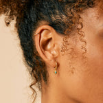 Turquoise Gold Huggie Hoops,  Gold Huggie Hoops, Gold Huggie Hoops with Gold Star Charm, Star Charm Huggie Hoops, Gold Star Huggie Hoop Earrings