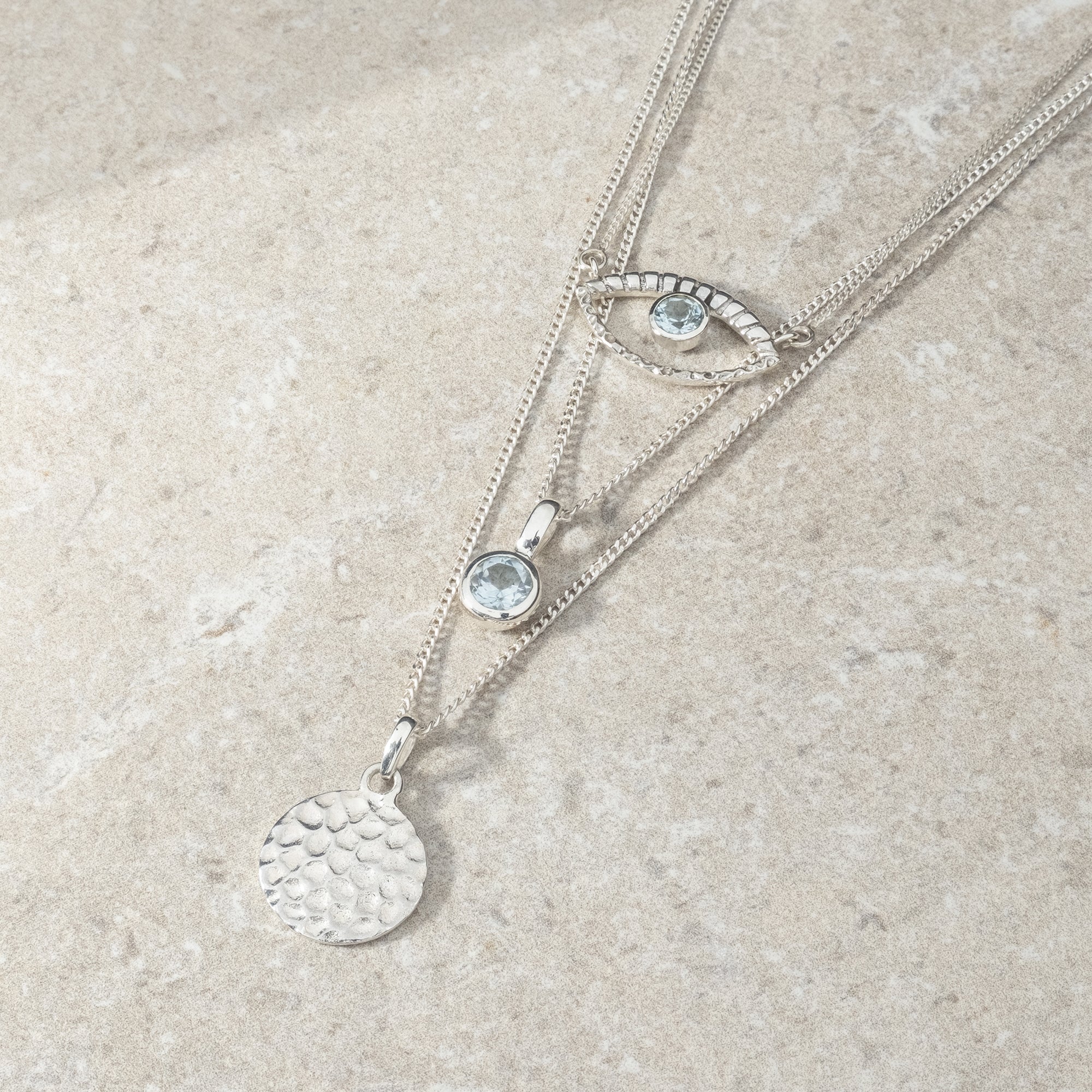 Eye Of Intuition Necklace, Lakshmi Hammered Disc Necklace