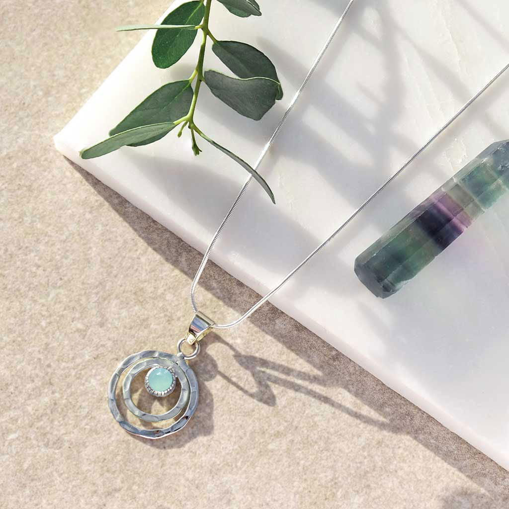 Aqua Chalcedony Infinity Necklace
