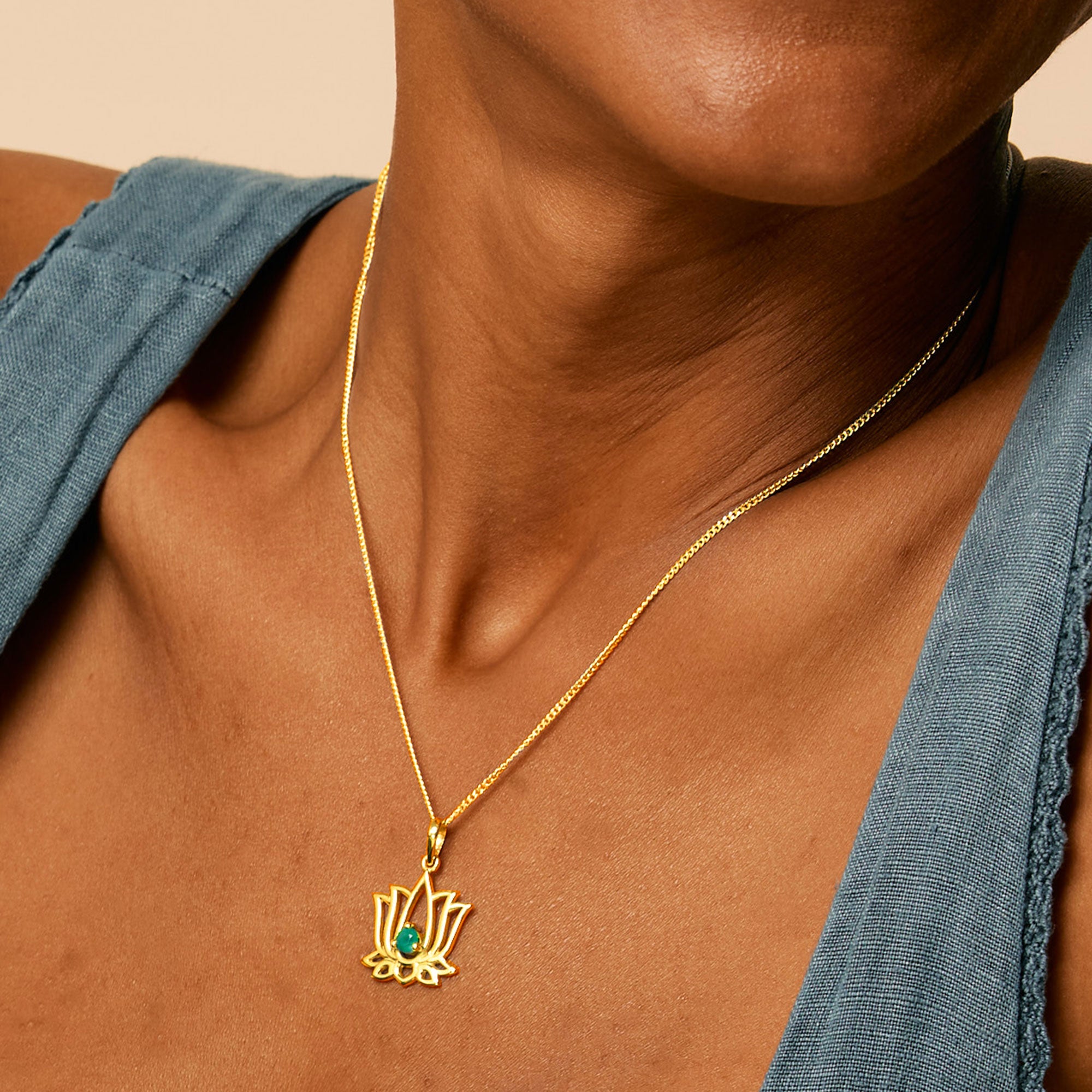 Lotus Flower Necklace - Gold