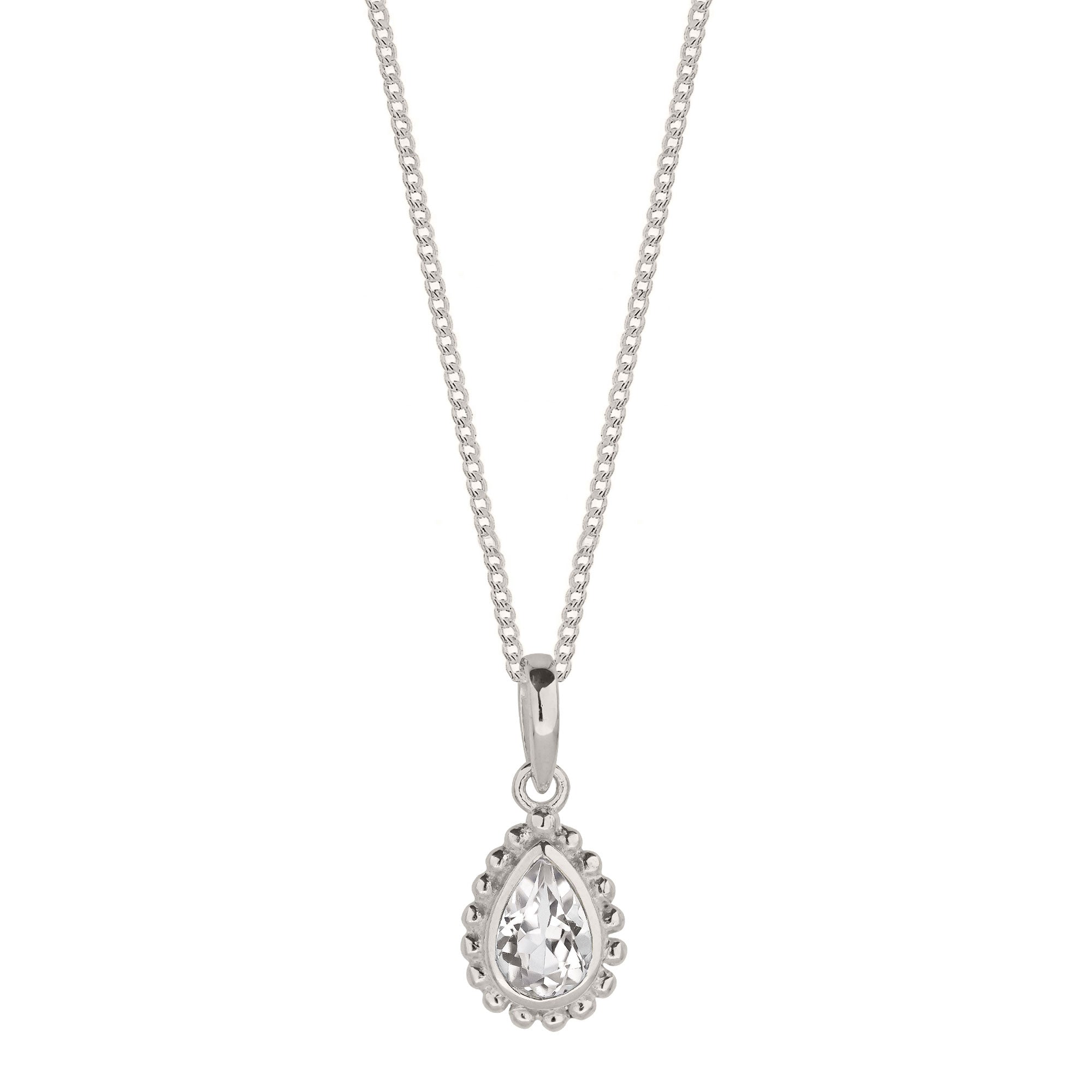 Silver White Topaz Birthstone Necklace – April Gemstone Jewellery