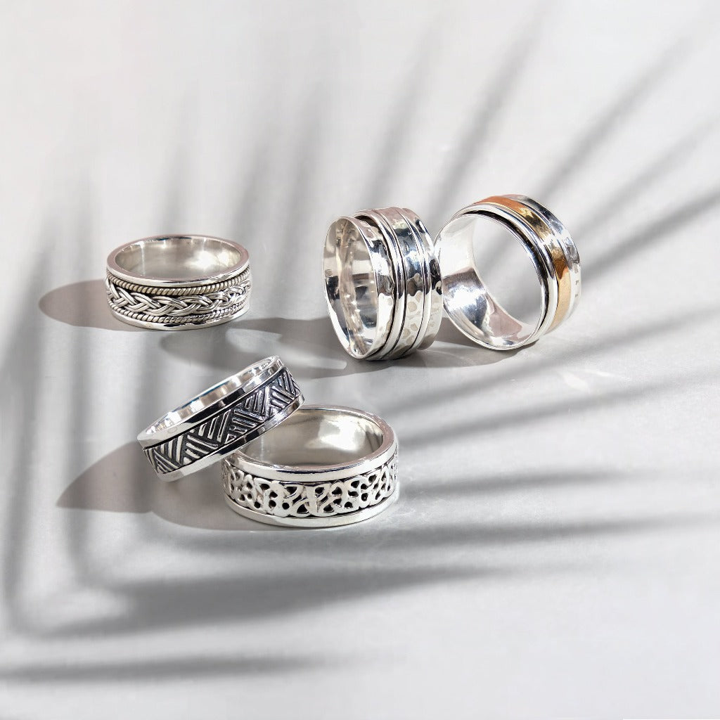 Men's Silver Spinning Rings