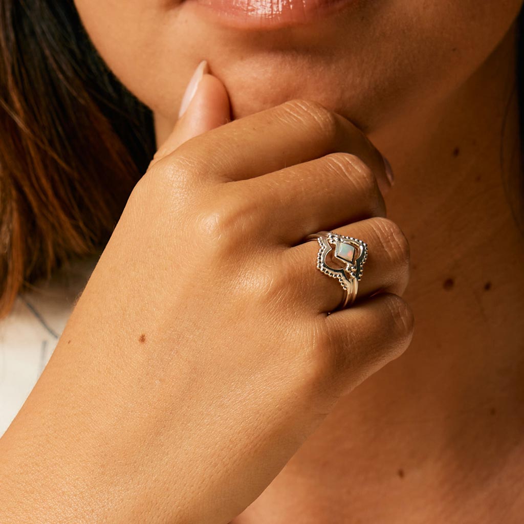 SILVER CROWN STACKING RING