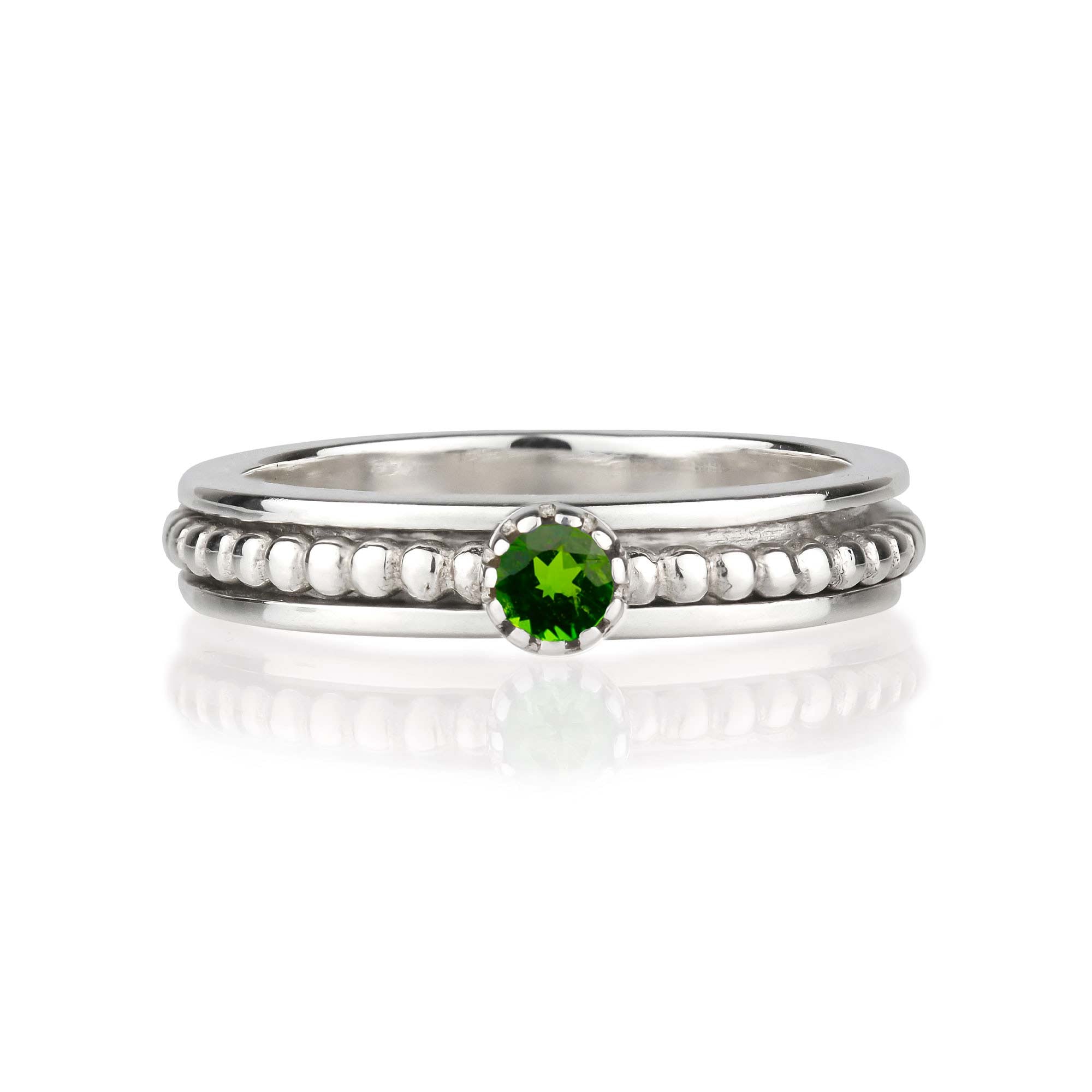 Silver Spinning Ring Chrome Diopside