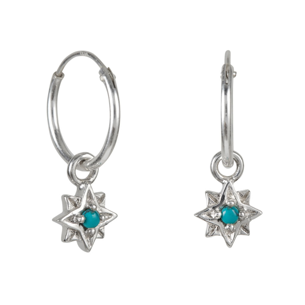 GUIDING NORTH STAR MINI HOOPS - TURQUOISE