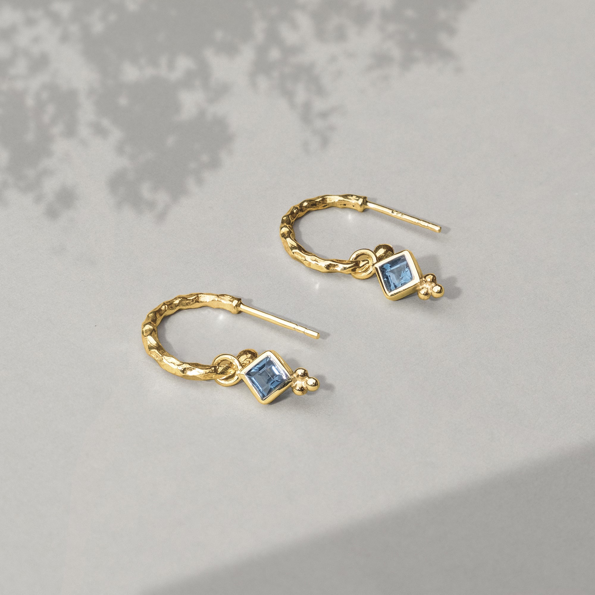 Gold Vermeil Hoops, London Blue Topaz Earrings