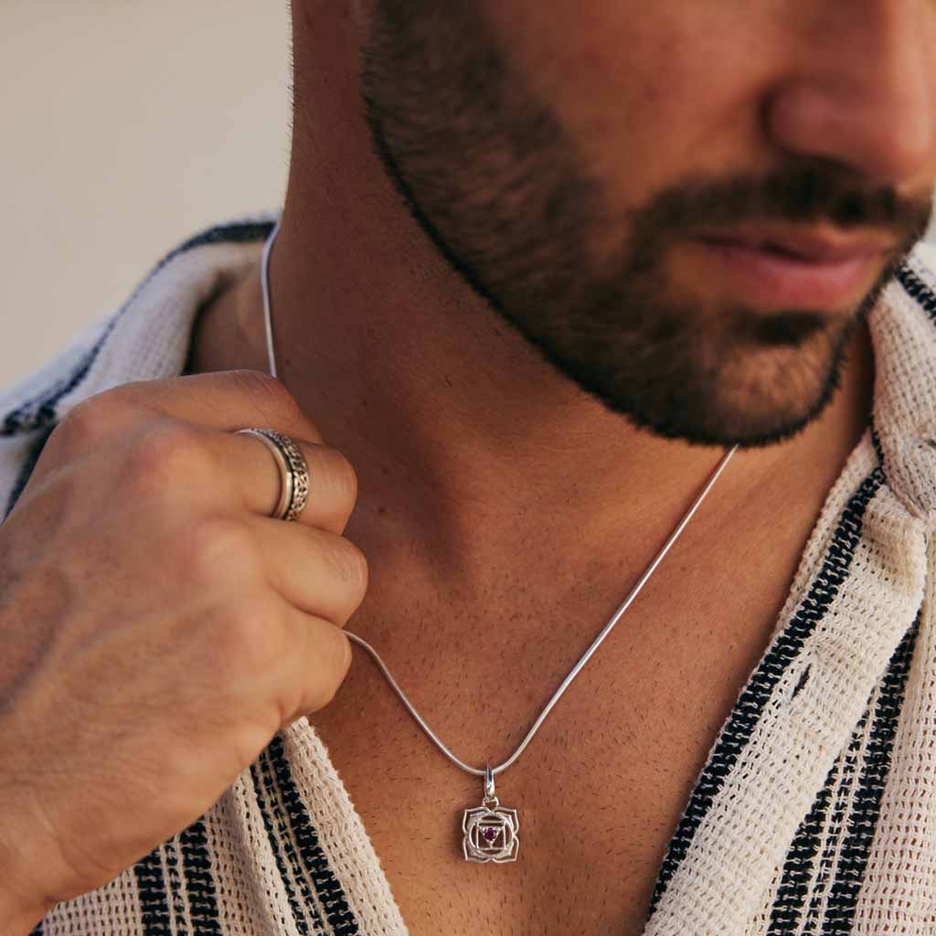Men's Root Chakra Necklace Snake Chain