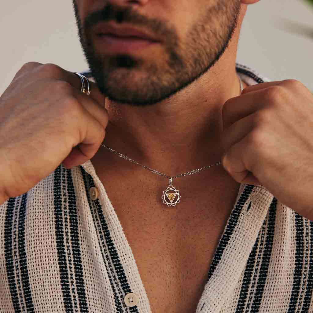 Men's Solar Plexus Chakra Necklace Cuban Chain
