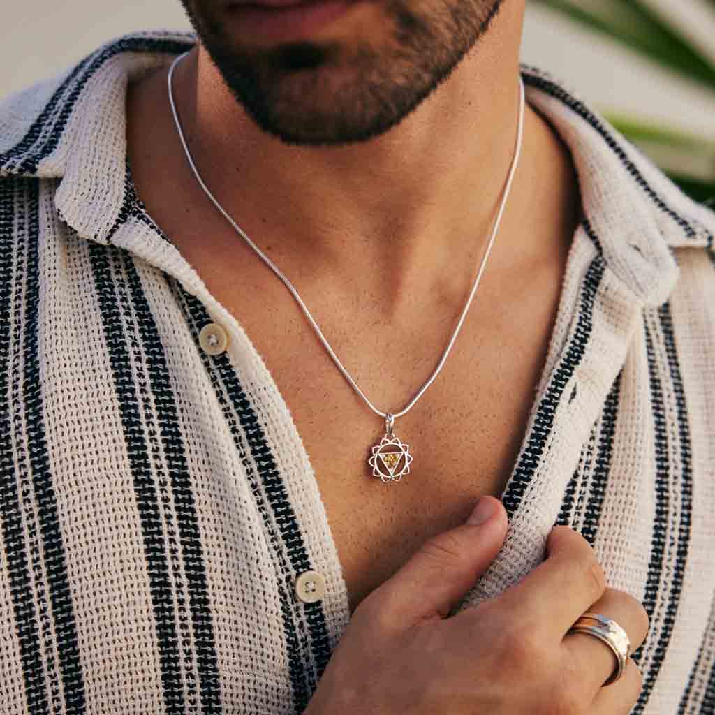 Men's Solar Plexus Chakra Necklace Snake Chain
