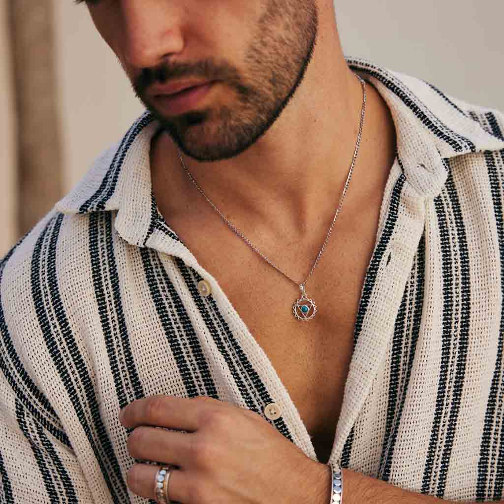 Men's Throat Chakra Necklace Cuban Chain