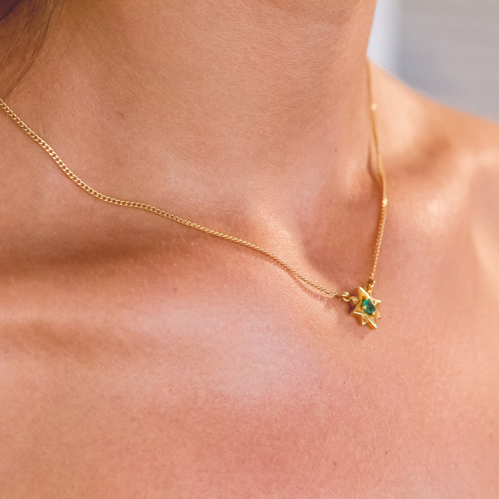 Guiding North Star Necklace - Gold and Emerald