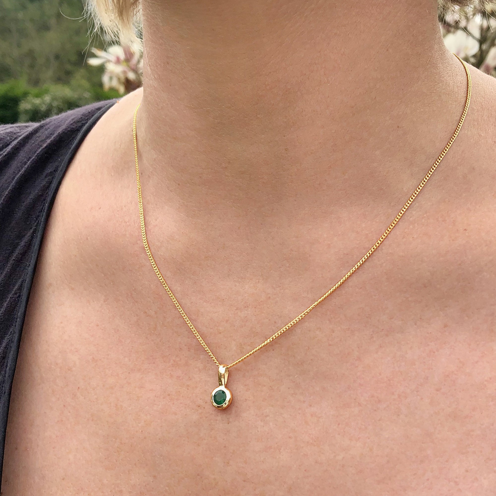 Emerald May Birthstone Charm Necklace
