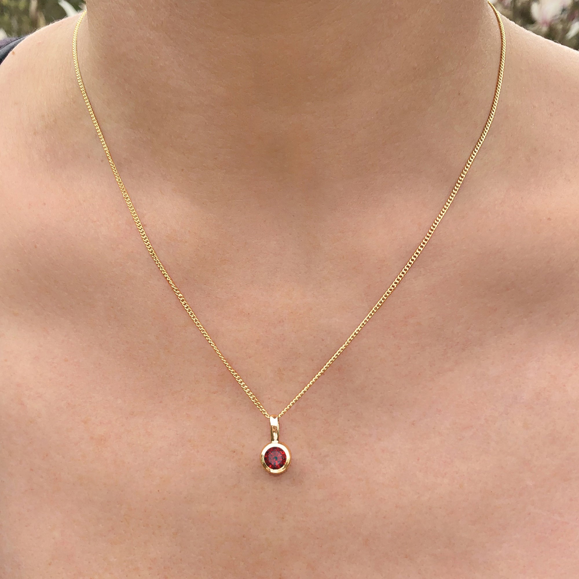 Garnet January Birthstone Charm Necklace