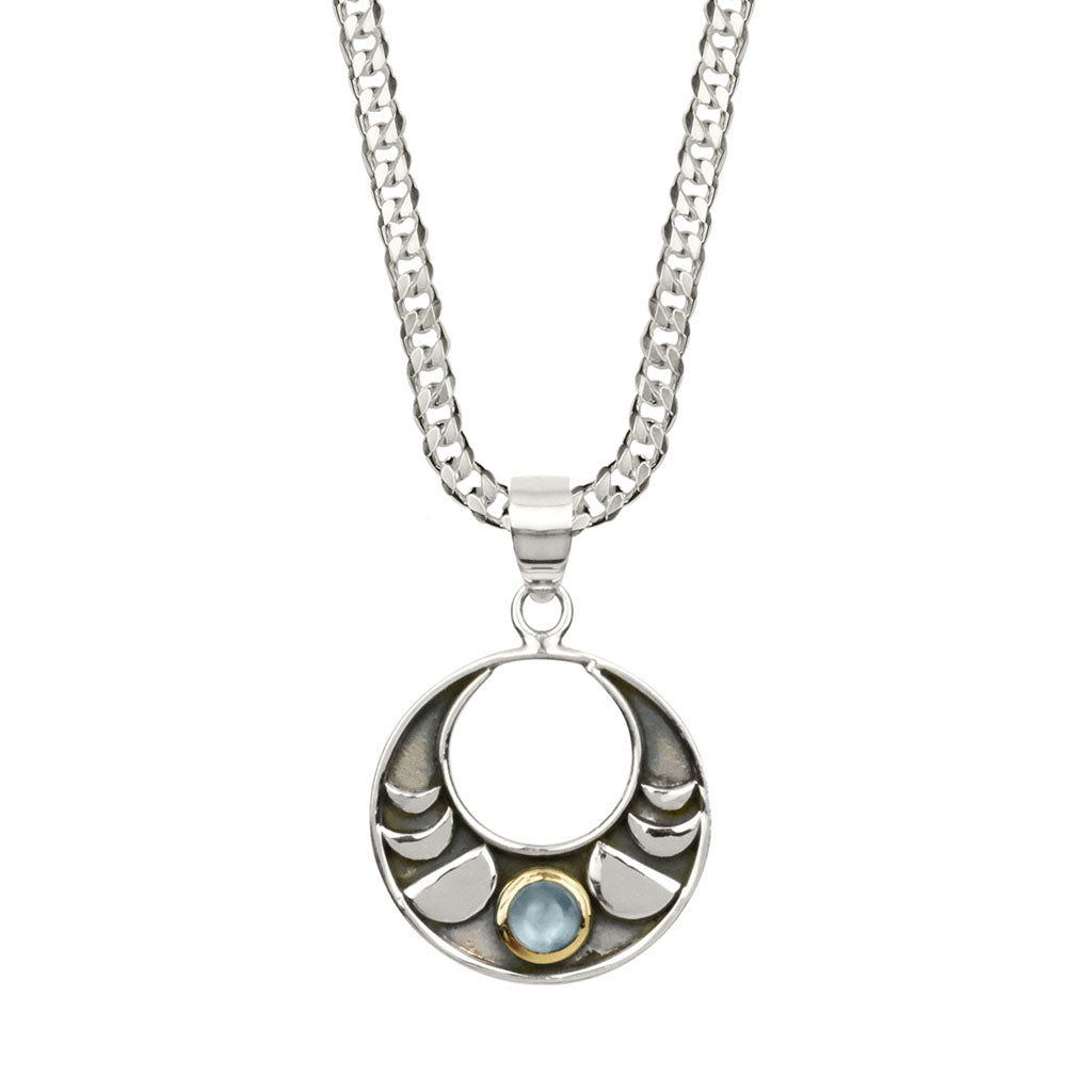 Men's Moon Phase Necklace on Cuban Chain
