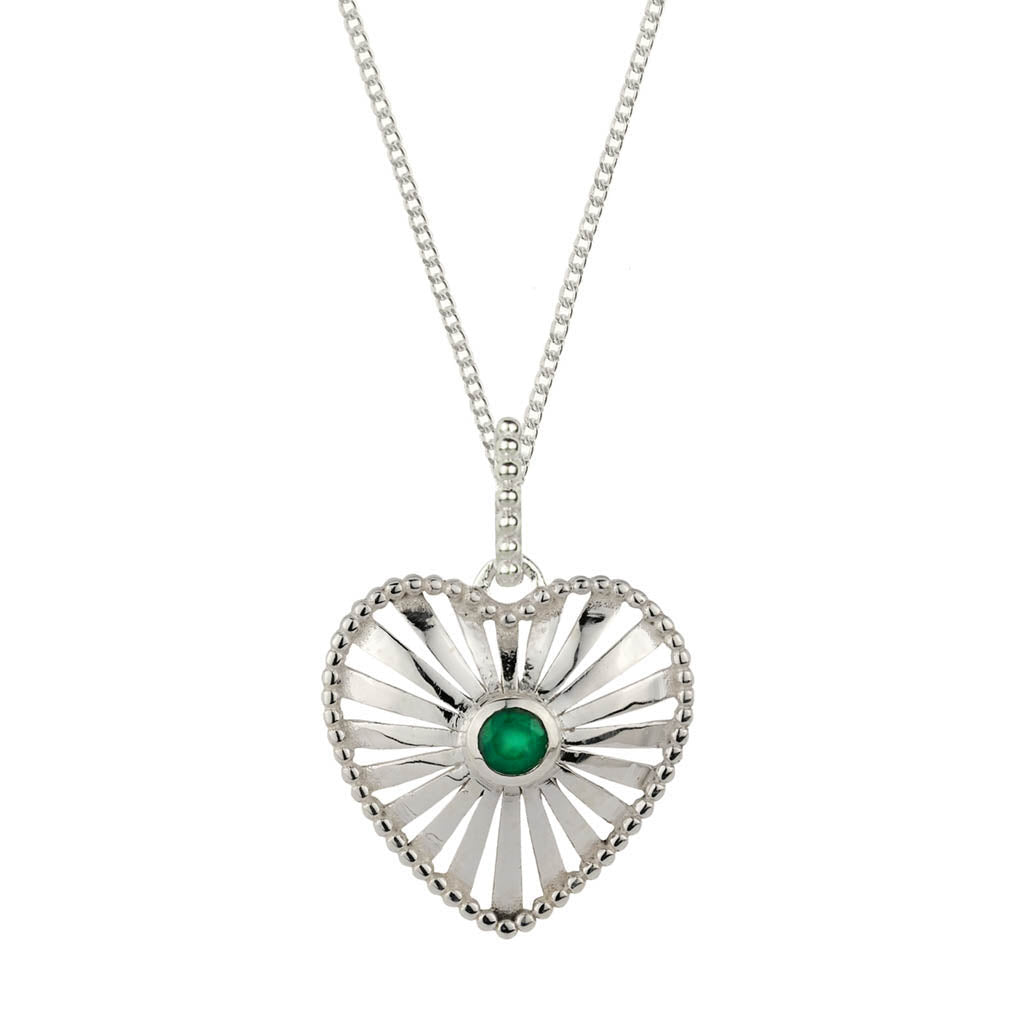 Heart Rays Green Onyx Necklace