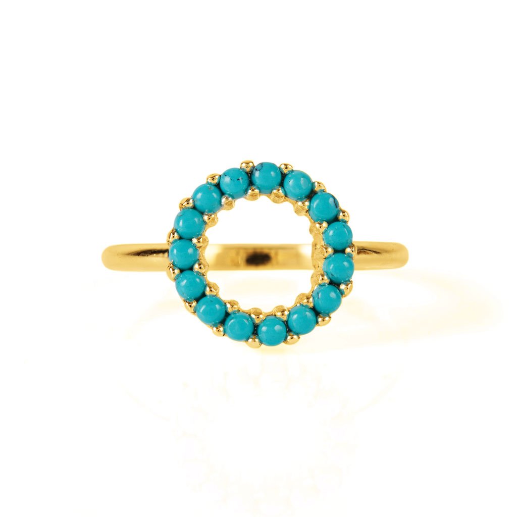 Halo Radiance Turquoise Ring Gold