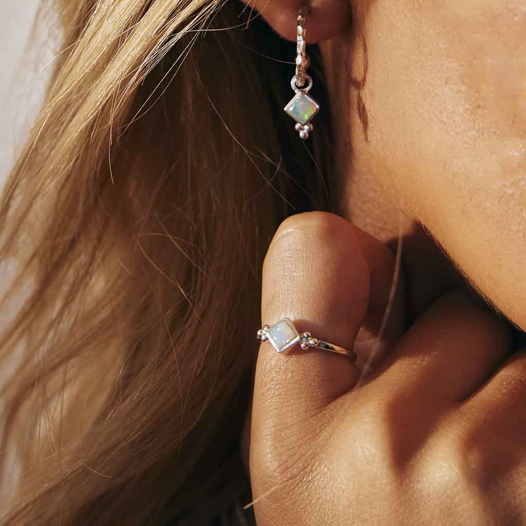 Divinity Princess Opal Hoop Earrings and Ring