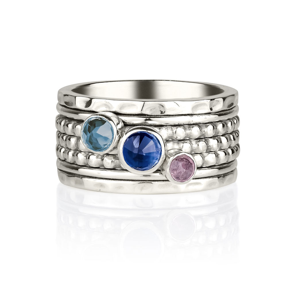 Gemstone Silver Spinning Ring