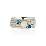Silver Embossed Personalised Spinning Ring, Gemstone Spinning Ring, Personalised Birthstone Spinning Ring