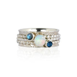 Silver Embossed Personalised Spinning Ring, Gemstone Spinning Ring, Personalised Birthstone Spinning Ring
