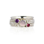 Gemstone Custom Spinning Ring, Personalised Gemstone Silver Spinner Ring, Personalised Birthstone Silver Spin Ring