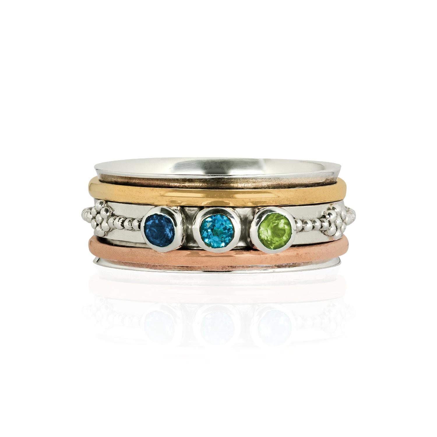 Mixed Metal Gemstone Spinning Ring, Personalised Gemstone Spinning Ring, Personalised Birthstone Spinner Ring, Personalised Gemstone Spin Ring For Her, Personalised Spinning Ring For Her