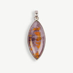 Amethyst Cacoxenite Marquise Pendant, Purple and Amber Unique Pendant