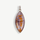 Amethyst Cacoxenite Marquise Pendant, Purple and Amber Unique Pendant