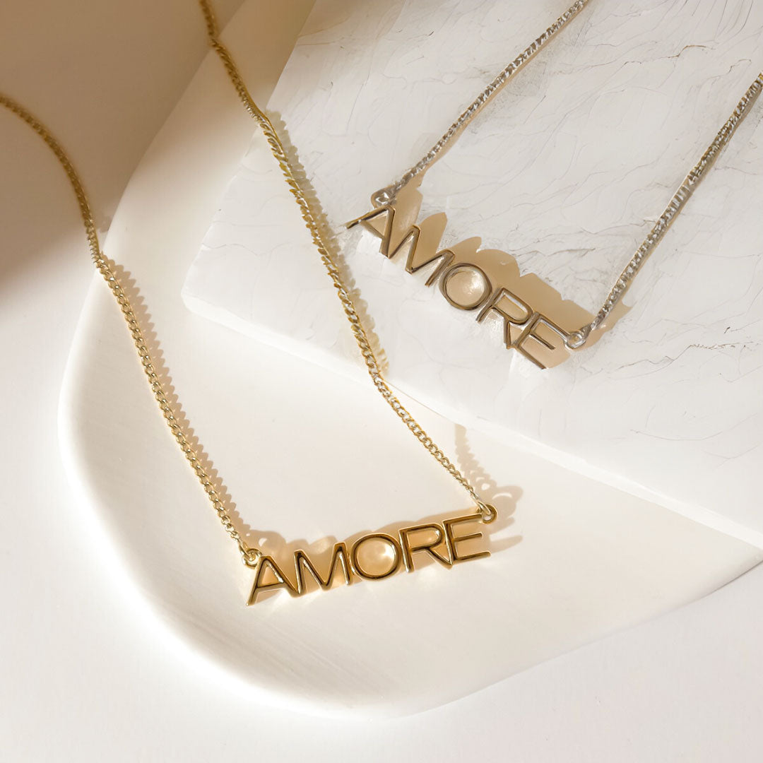 Silver and Gold Amore Necklaces