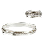 Sterling Silver Hammered Spinning Ring And Bangle Set