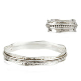 Sterling Silver Hammered Spinning Ring And Bangle Set