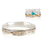 Turquoise Mixed Metal Spinning Ring with Matching Spinning Bangle, Turquoise Spinning Ring