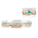 Turquoise Mixed Metal Spinning Ring with Matching Spinning Bangle, Turquoise Spinning Ring