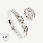 Sterling Silver Hammered Spinning Ring and Matching Bangle Gift Set
