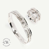 Sterling Silver Hammered Spinning Ring and Matching Bangle Gift Set