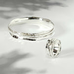Aura Zen Sterling Silver Spinning Ring and Bangle Set