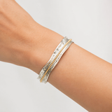Mixed Metal Spinning Bangle, Scalloped Edge Silver Spin Bangle, Silver Spinning Bangle