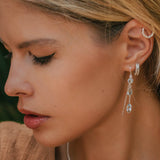 Blue Topaz Threaders, Blue Topaz Earrings, November Birthstone Earrings, Blue Topaz Drop Earrings, Sterling Silver November Birthstone Threader Earrings