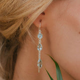 Blue Topaz November Birthstone Earrings, Sterling Silver Threaders, Threader Earrings, Blue Gemstone Earrings, November Birthstone Earrings, Handmade Earrings