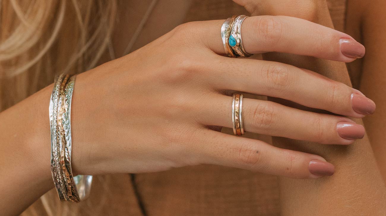 Mixed Metal Spinning Rings, Handmade Spinner Rings