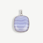 Square Blue Lace Agate Pendant, Blue Lace Agate Pendant, Blue Agate Square Pendant