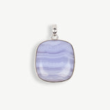 Square Blue Lace Agate Pendant, Blue Lace Agate Pendant, Blue Agate Square Pendant