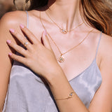 Gold and Blue Topaz Eye of Intuition Necklace and Bracelet Set