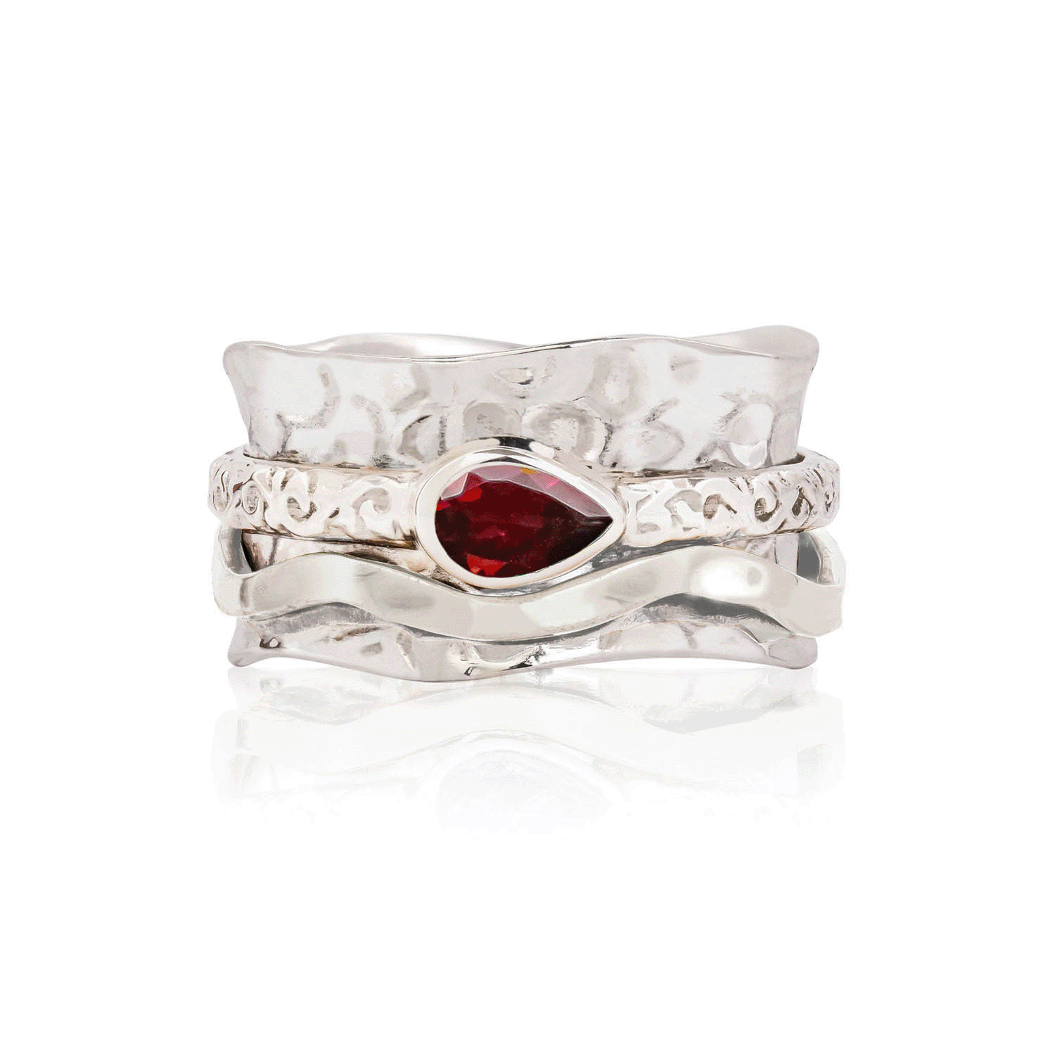 Personalised Silver Birthstone Spinning Ring, Sterling Silver Gemstone Spinning Ring, Birthstone Spinning Ring, Handmade