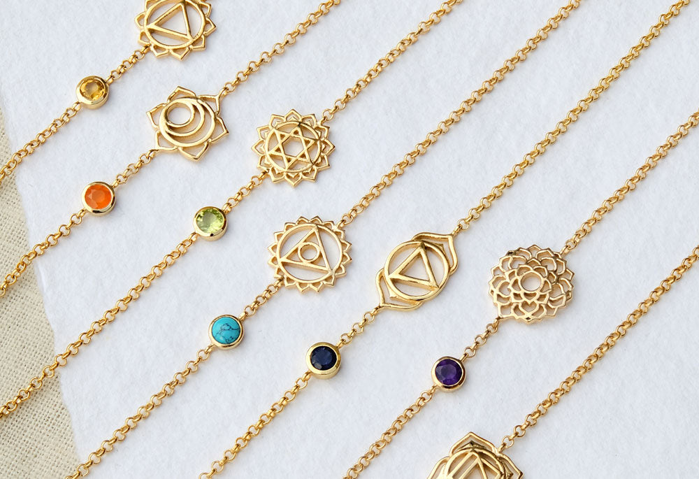 Charlotte's Web Gold Gemstone Chakra Bracelets