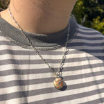 Coral Meligano Pendant, Coral and Grey Gemstone Pendant, Peach and Grey Pendant, Orange and Grey Pendant, Round coral pendant, Round Coral Meligano Necklace