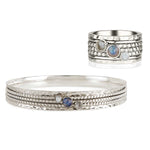 Ethereal Galaxy Gemstone Silver Spinning Ring and Bangle Set